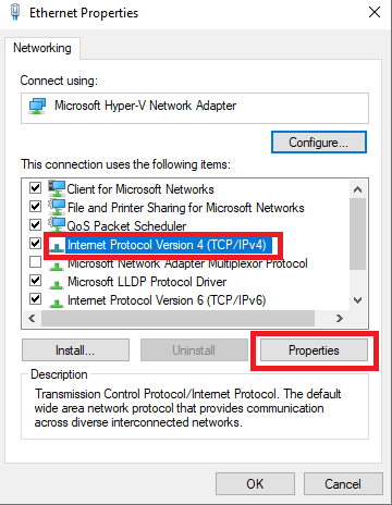 TCP/IPv4 then click properties